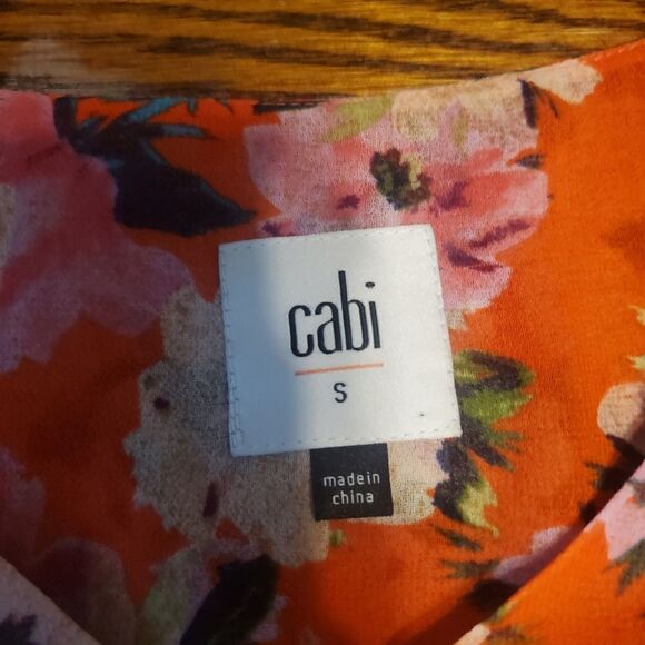 CAbi lush floral cold shoulder blouse sz small - Picture 3 of 5